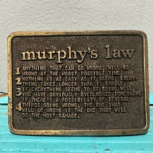 Vintage 1980s Murphys Law Pewter Belt Buckle